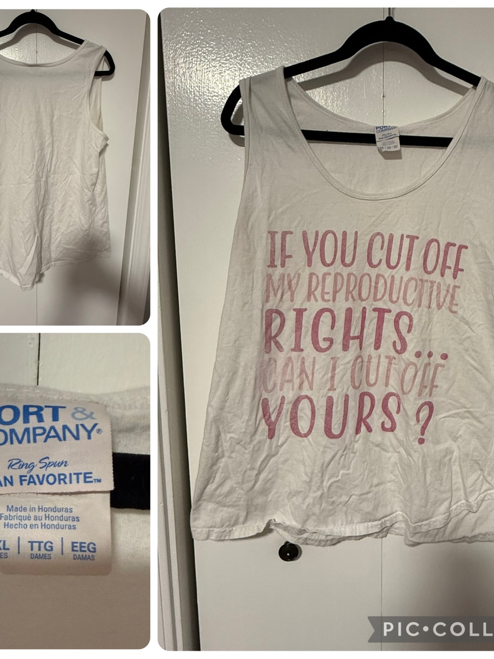Women’s XXL White Graphic Tank - "If You Cut Off My Reproductive Rights"